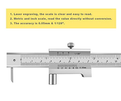 Parallel Crossed Caliper 0-20cm (0 - 8 inch) with 2 Carbide Scriber / Needle, Stainless Steel Vernier Calipers, Marking Gauge, Marking Tool