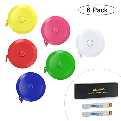 DiCUNO 6-Pack Soft Retractable Measuring Tape, 60-Inch 1.5 Meter, 6 Colors - color: 6 Colors