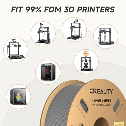Official CREALITY Hyper PLA Filament 1.75mm Grey & Grey 2KG, 30-600mm/s Rapid High Speed PLA 3D Printer Filament, 2 Pack 1kg Spool(2.2lbs) PLA, Dimensional Accuracy +/-0.02mm, Fit Most FDM 3D Printers - color: Grey & Grey