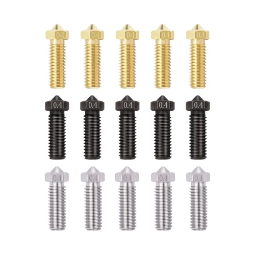 15PCS Nozzles Kit for Anycubic Vyper, 3D Printer Parts 5PCS Hardened Steel + 5PCS Stainless Steel + 5PCS Brass 0.4mm Nozzles Kit for Vyper, Kobra Plus, Kobra Max - style: Vyper Brass+Harden Steel+Stainless steel - 0.4mm