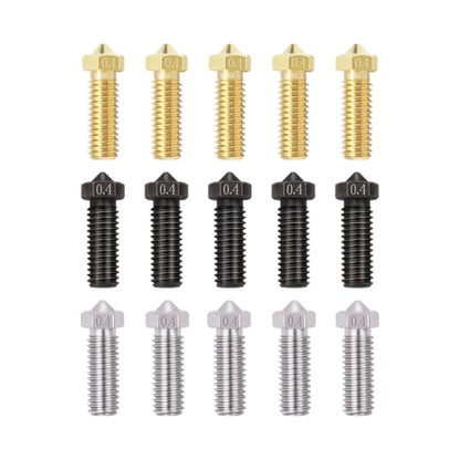 15PCS Nozzles Kit for Anycubic Vyper, 3D Printer Parts 5PCS Hardened Steel + 5PCS Stainless Steel + 5PCS Brass 0.4mm Nozzles Kit for Vyper, Kobra Plus, Kobra Max - style: Vyper Brass+Harden Steel+Stainless steel - 0.4mm