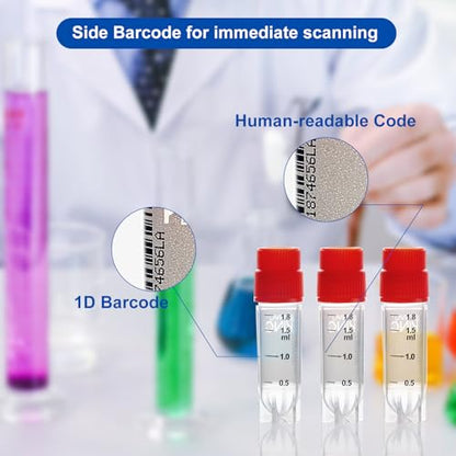 2.0ml Cryovials, Side-Coded, Fine Thread, Red, 500Pcs - color: Red, size: 2.0 ml