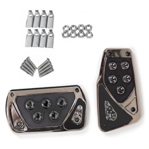 2 PCS Car Pedal Covers, Automatic Transmission Gas Brake Pedals Pads Non-slip Rubber Alloy Foot Pedal Plates, Fit Most Automatic Sedan SUV Truck (Black) - color: Black