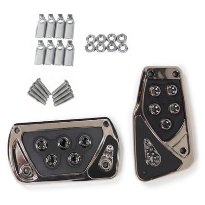 2 PCS Car Pedal Covers, Automatic Transmission Gas Brake Pedals Pads Non-slip Rubber Alloy Foot Pedal Plates, Fit Most Automatic Sedan SUV Truck (Black) - color: Black