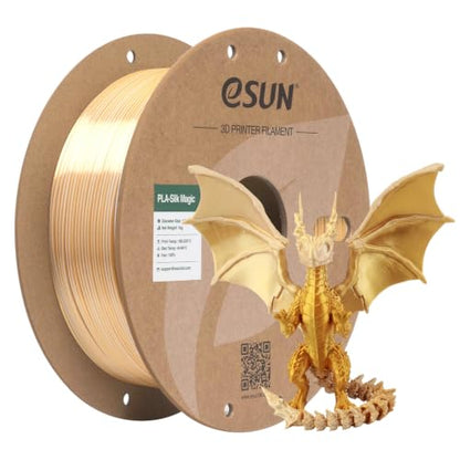 eSUN Silk PLA 3D Printer Filament 1.75mm Gold Silver Dual Color Filament - color: Gold Silver
