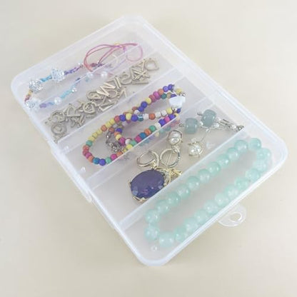 1 PCS Clear Plastic Organizer Box with 5 Compartments - Multi-Use Storage for Jewelry, Beads, Crafts, Pills & Small Parts, Stackable Mini Container (6x4.2x0.7 in)
