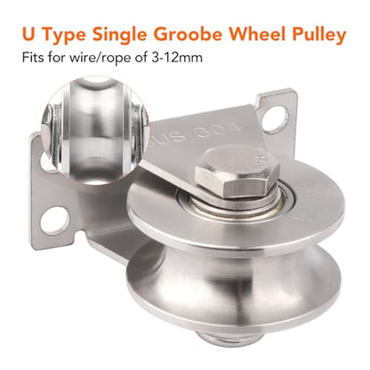 2PCS Groove Wheel Pulley, 304 Stainless Steel Pulley Blocks, Wall Mount Cable Pulley Wheel Duplex Bearings, Screws for DIY Gym Equipment Sliding Rolling Gate, Loading 850 lbs (48mm) - size: 48mm 2PCS
