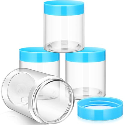 Patelai 4 Pcs Plastic Jars with Lids, Blue, 4 oz, Wide Mouth - color: Blue, size: 4 oz