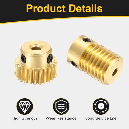 uxcell Worm Gear Set Right Rotation 25T 0.5 Module 1:25 Reduction Rate - size: Gear-3mm, Rod-3mm Bore, style: 0.5M-25T