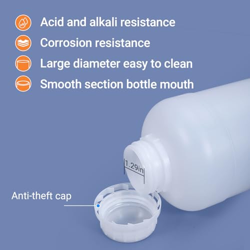 32 oz HDPE Wide Mouth Bottles, Food Grade Translucent Plastic Storage Bottles with Sealed Caps, 2 Pack - color: Translucent, size: 32 Ounces