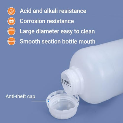 32 oz HDPE Wide Mouth Bottles, Food Grade Translucent Plastic Storage Bottles with Sealed Caps, 2 Pack - color: Translucent, size: 32 Ounces