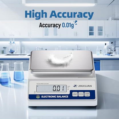 Digital Lab Scale 0.01g Accuracy 5000g Analytical Balance Scale Precision Scale for Weighing Gold Silver Jewelry Diamond Powder Grain Food, Electronic Gram Scale with 500g Weight, LCD Display, 7units - style: 5000gx0.01g with 500g Calibration Weights