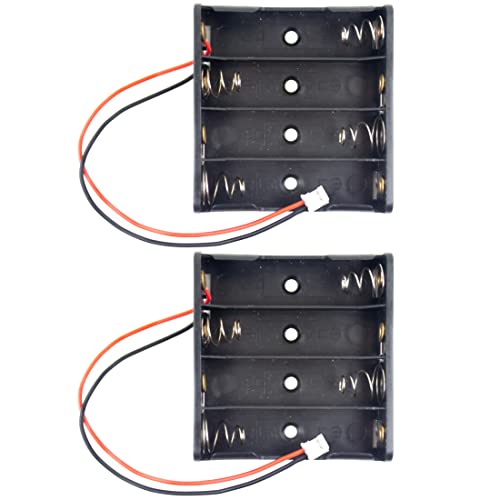 whiteeeen 2pcs 4 AA Battery Holder 4 x 1.5V 6v AA Cell Battery Holder Box Case with PH 2.0mm 2.0 Socket White - size: AA 4x1.5V with PH2.0 (2pcs)