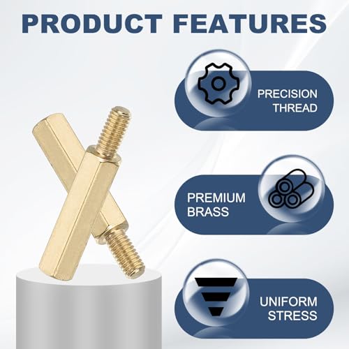 PATIKIL 50 Pcs Male to Female Thread Spacer Screws M3 x 17mm + 6mm Brass Hex Standoff PCB Motherboard Spacer Screw Nut for Drone Quadcopter Computer Electronic Projects Circuit Board - size: M3 x 17mm + 6mm