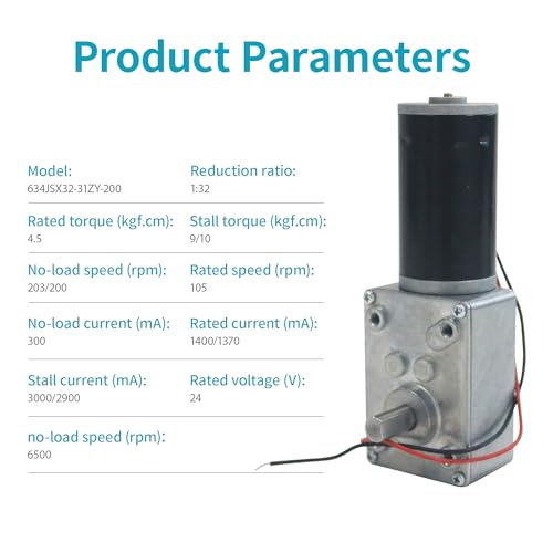 DC 24V Gear Motor 200RPM 4.5Kg.cm 8mm Single Shaft Self-Locking High Torque Speed Reduction Motor, Reversible Mini Turbine Geared Motor JSX32-31ZY - size: 24v 200rpm