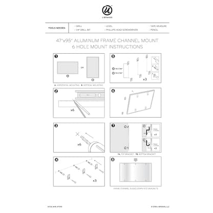 U Brands Dry Erase White Board, 96" x 48", Magnetic, Aluminum Frame - size: 96"W x 47"H