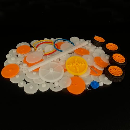 164PCS Plastic Gear Set Toy Car Wheel with Shaft Axles Connecting Rod Drive Belt Single Double Motor Gear for DC Motor RC Car Truck Robot DIY Model Toy Building Projects (164)