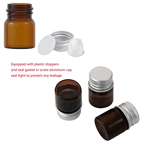 12PCS 5ml Amber Glass Small Vials w/ Aluminum Screw Caps & Plastic Stoppers - color: Amber, size: 5ml