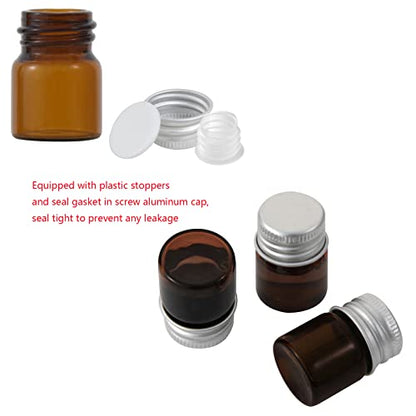 12PCS 5ml Amber Glass Small Vials w/ Aluminum Screw Caps & Plastic Stoppers - color: Amber, size: 5ml