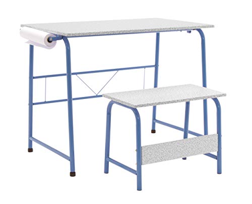 Project Center, Kids Craft Table with Bench In Blue / Spatter Gray 55126 - color: Blue
