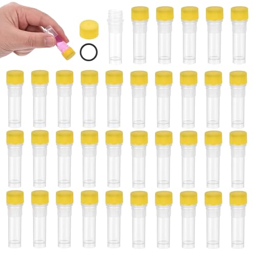 PATIKIL 1mL Plastic Cryogenic Vial, 36Pcs Cryogenic Storage Tube Lab Frozen Test Tube Container Storage Screw Cap for Lab Laboratory Science, Yellow Clear - color: Yellow, size: 1mL