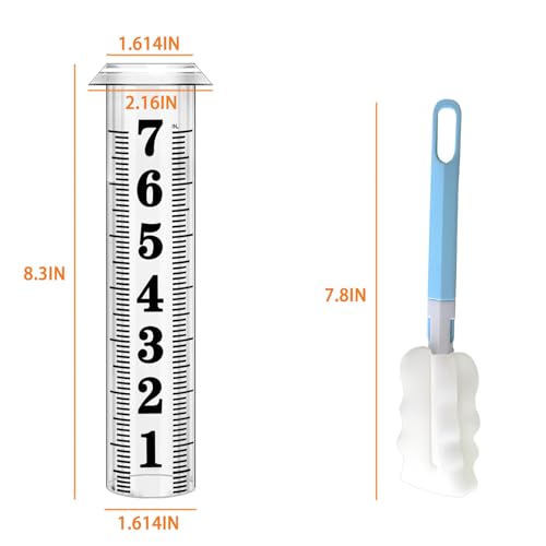Rain Gauge Replacement Tube, Accurate Rain Gauges Outdoors Best Rated, 7" Capacity Plastic Rain Gauge Tube Replacement for Yard & Garden, Water Gauge for Rain, 2 Rainfall Meter Tube with 1 Clean Brush - color: 2pcs Plastic Rain Gauge Tube
