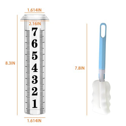 Rain Gauge Replacement Tube, Accurate Rain Gauges Outdoors Best Rated, 7" Capacity Plastic Rain Gauge Tube Replacement for Yard & Garden, Water Gauge for Rain, 2 Rainfall Meter Tube with 1 Clean Brush - color: 2pcs Plastic Rain Gauge Tube