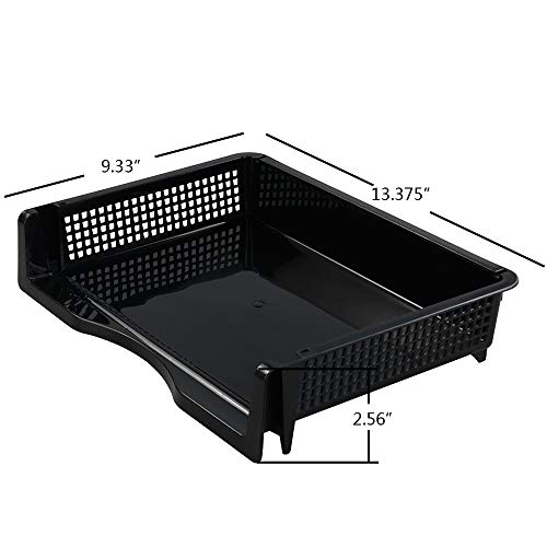 Plastic Stackable File Paper Storage Tray, Office Stackable Letter Tray, Black, 6 Pack