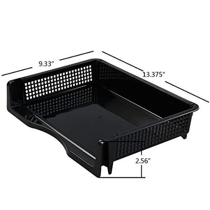 Plastic Stackable File Paper Storage Tray, Office Stackable Letter Tray, Black, 6 Pack
