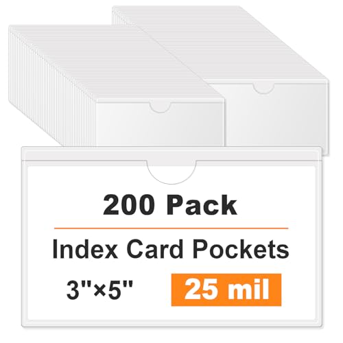 TOTiyea Clear Adhesive Pockets 200 Pack 3"×5",Strong Adhesive Backing - size: 3'' x 5'', style: 200 Pack