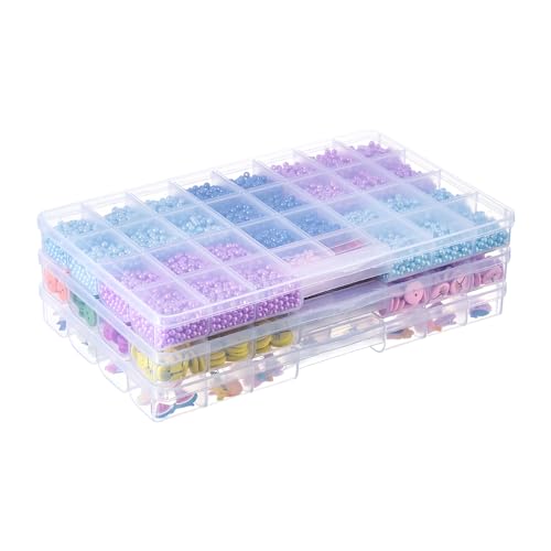 3 Pack Fixed 32 Grids Clear Plastic Storage Box