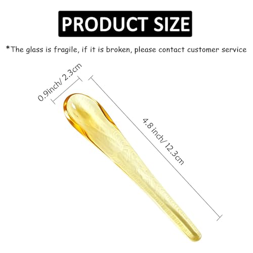 Glass Stirring Spoons 4.8 Inch Clear Crystal Coffee Cocktail Mixing Teaspoons Salt Sugar Spice Ice Cream Yogurt Jam Dessert Scoop Swizzle Stick Stirrer for Bar Cafe Party (Yellow) - color: Yellow