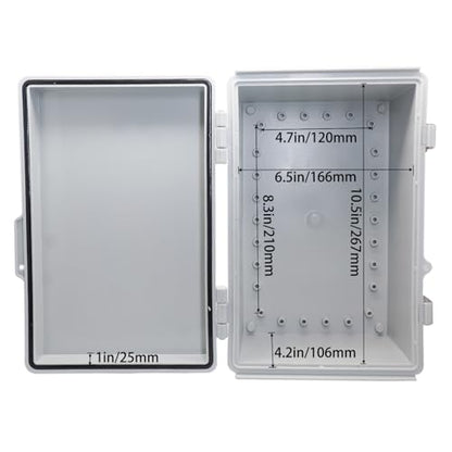 Waterproof Outdoor Electrical Box Junction Box Weatherproof IP67 ABS Plastic Enclosure Switch Router Project Box with Mounting Plate with Wall Bracket 2 Cable Glands Grey 11.4" x 7.5" x 5.5" - color: Grey, size: 11.4" x 7.5" x 5.5" pro 1pc