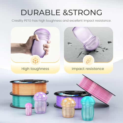 CREALITY PETG Filament 1.75mm 3D Printer Filament, 1kg (2.2lb) Neatly Wound Spool, Dimensional Accuracy ±0.03mm, Excellent Toughness, Fits for Most FDM 3D Printers, Transparent - color: 1kg Transparent Petg With Spool, size: 1.75 mm