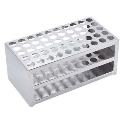 UNICRAFTALE Stainless Steel Test Tube Rack 50 Holes Round Holes Test Tube Holder Hole Diameter 14mm 3 Layer Lab Stand Display Rack for Classroom School Lab Supplies - size: 19.5x10x8.5cm