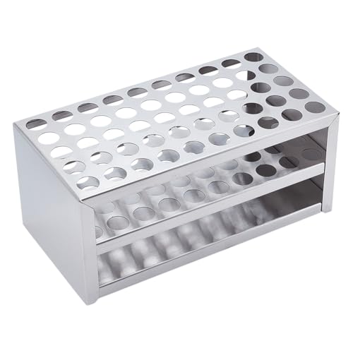 UNICRAFTALE Stainless Steel Test Tube Rack 50 Holes Round Holes Test Tube Holder Hole Diameter 14mm 3 Layer Lab Stand Display Rack for Classroom School Lab Supplies - size: 19.5x10x8.5cm