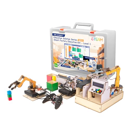 ACEBOTT 3-in-1 ESP32 IoT Control Smart Factory Starter Kit, Electronics Programming Kit Compatible with Arduino Scratch Online Tutorials, School DIY Education Solution Series STEAM Set for Teens 12+ - color: Gold