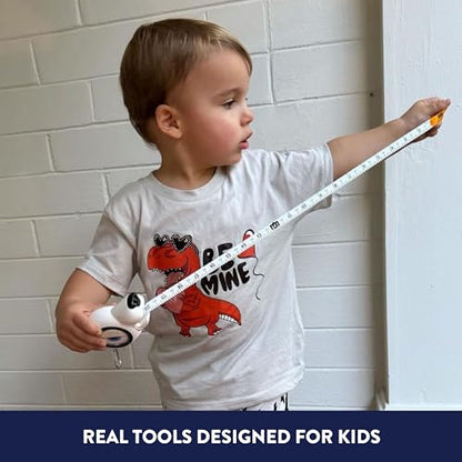 Handy Famm Fido the Dog 4-in-1 Kids Measuring Tape with Adjustable Level Eye, Angle Finder & Eraser Ears – Montessori STEM Educational Toy, Real Tape-Measure for Children Ages 3+ - style: Fido