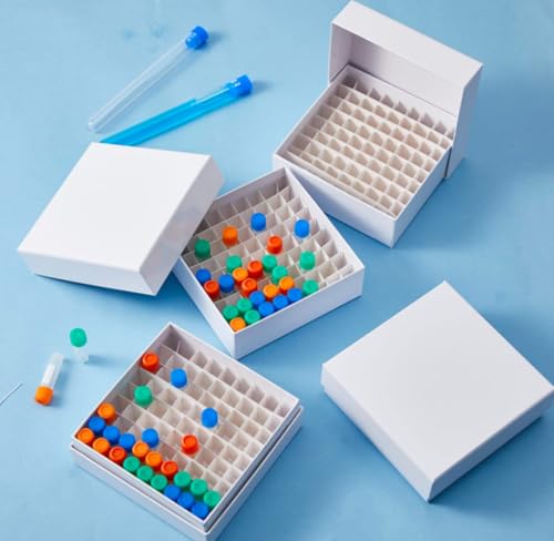 18Pcs White 81 Well Cardboard Freezer Box for Lab Storage Waterproof Coating - color: White