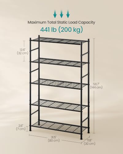 SONGMICS 5-Tier Storage Shelves, Adjustable Metal Wire Shelving Unit - size: 31.5"W, style: 5-Tier
