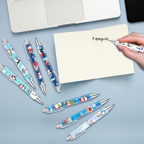 Idealmuzik Penguin Pens Set – Cute Penguin-Themed Gel Pens for Teachers, and Office Gift Exchange – Funny Penguin Designs – Perfect Stationery Gifts, Party Favors, 8 Pack - color: Penguin