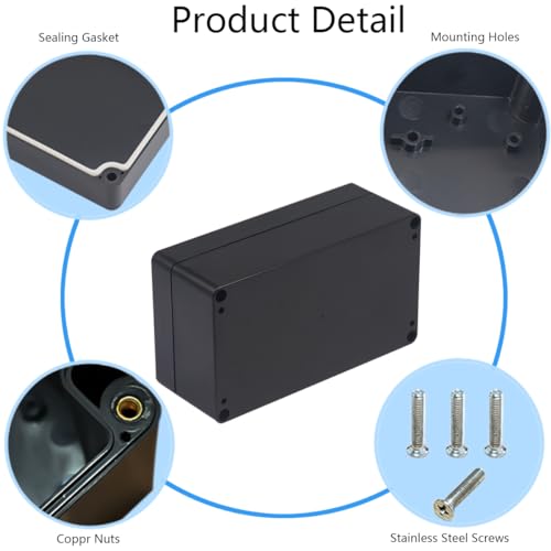 Project Box IP65 Waterproof Junction Box ABS Plastic Black Electrical Boxes DIY Electronic Project Case Power Enclosure 6.22x3.54x2.36 inch (158 x 90 x60 mm) - color: Black, size: 6.22"x3.54"x2.36"