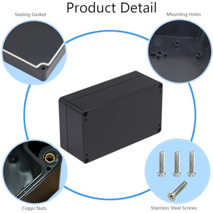 Project Box IP65 Waterproof Junction Box ABS Plastic Black Electrical Boxes DIY Electronic Project Case Power Enclosure 6.22x3.54x2.36 inch (158 x 90 x60 mm) - color: Black, size: 6.22"x3.54"x2.36"