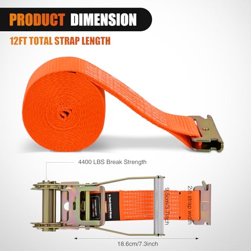 Nilight E-Track Ratchet Straps 2 Pack 2" x 12' - color: 2in x 12ft E-Track Ratchet Straps