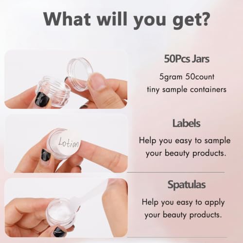 5 Gram Sample Containers 50 Count Small Travel Containers with Lids - color: Clear