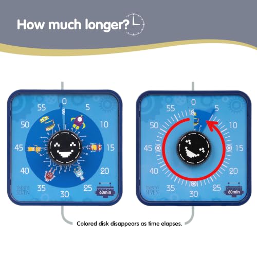 TWENTY5 SEVEN 7.5-Inch Visual Timer, Battery-Free 60-Minute Countdown Clock - color: Robot
