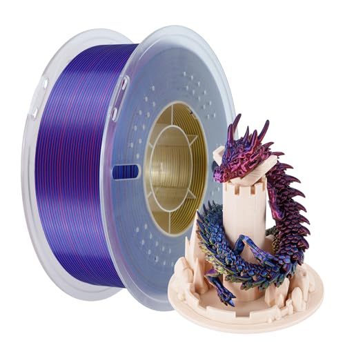 Kingroon Silk PLA Tri Color Filament 1.75mm, Multicolor 3D Printer Filament, Dimensional Accuracy ±0.02mm, 1kg Spool (2.2lbs), for Most FDM 3D Printers, Red Yellow Blue - color: 1kg Red Yellow Blue