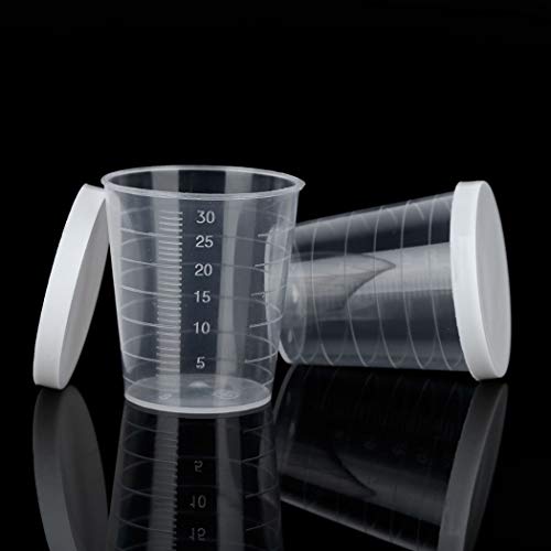 20PCS Plastic Medicine Cups with Lids, 30ML Clear Reusable Graduated Cups Transparent Scale Measuring Cups, Measure Container for Mixed Pills, Liquid Medication (Pack of 2) - size: 30ml/1oz (Pack of 2)