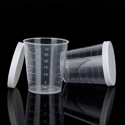 20PCS Plastic Medicine Cups with Lids, 30ML Clear Reusable Graduated Cups Transparent Scale Measuring Cups, Measure Container for Mixed Pills, Liquid Medication (Pack of 2) - size: 30ml/1oz (Pack of 2)