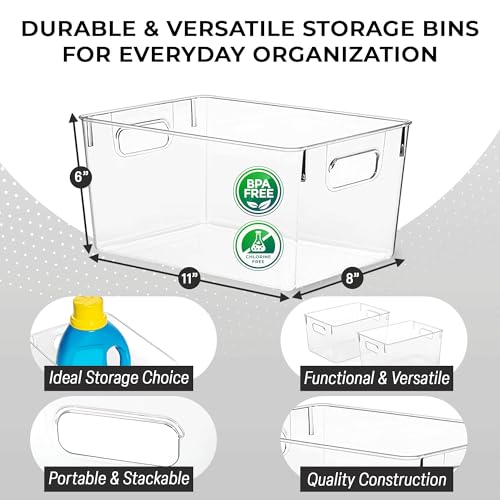 ClearSpace Clear Plastic Storage Bins – Pantry Organizers & Storage Containers, Cabinet Organizer - Home Organization Must Haves for Kitchen, Laundry Room, Office, Closet, Garage & Freezer - size: 4 Pack